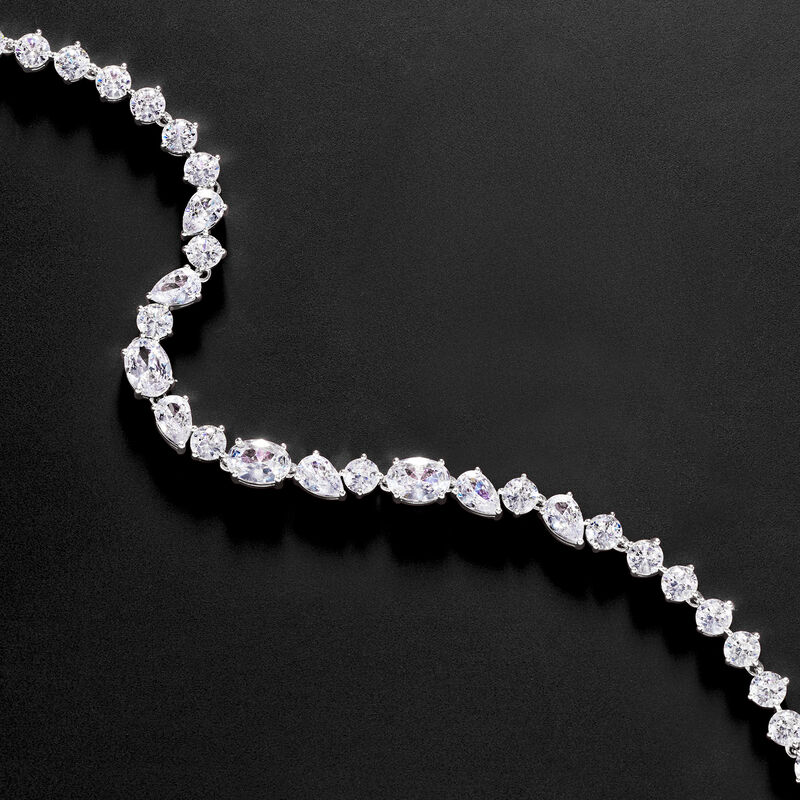 Rhodium-Plated Bracelet with 10.35 ct. t.w. CZs. 7" image number 2