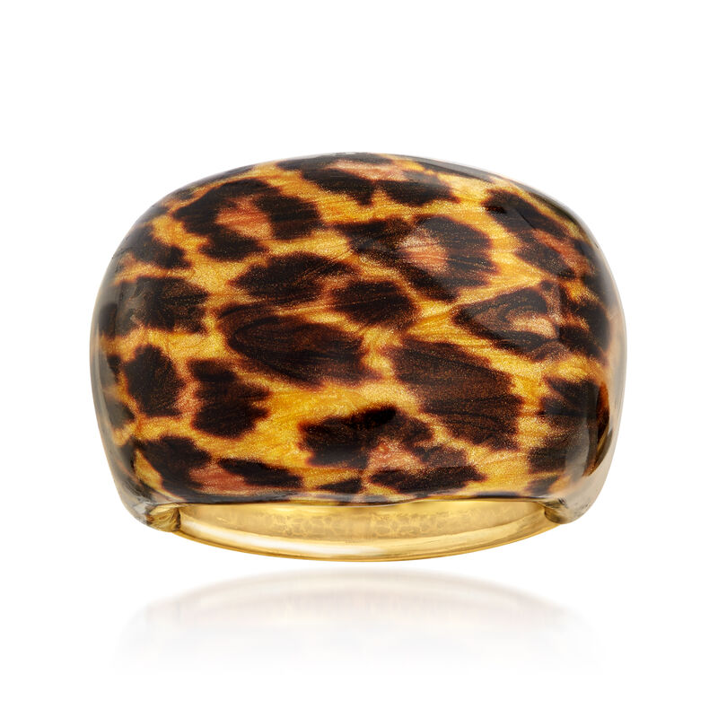 Italian Leopard-Print Enamel Ring in 18kt Gold Over Sterling image number 0
