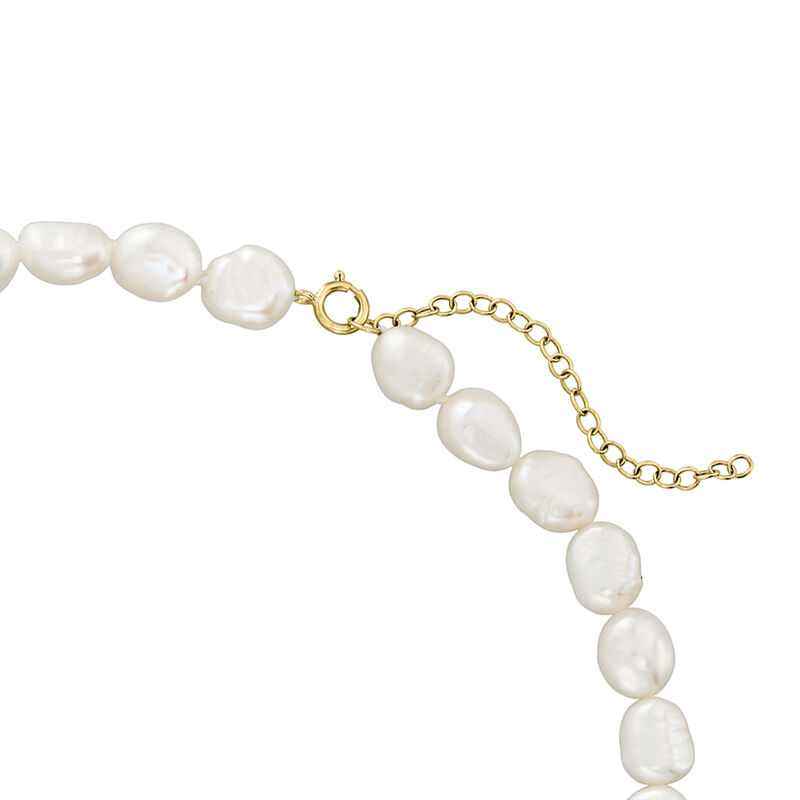 6-9mm Cultured Baroque Pearl Choker Necklace with 14kt Yellow Gold. 14&quot; image number 2