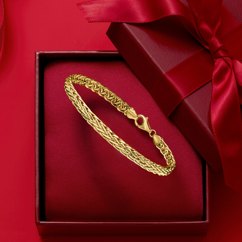 18kt Yellow Gold Wheat-Chain Bracelet image number 6