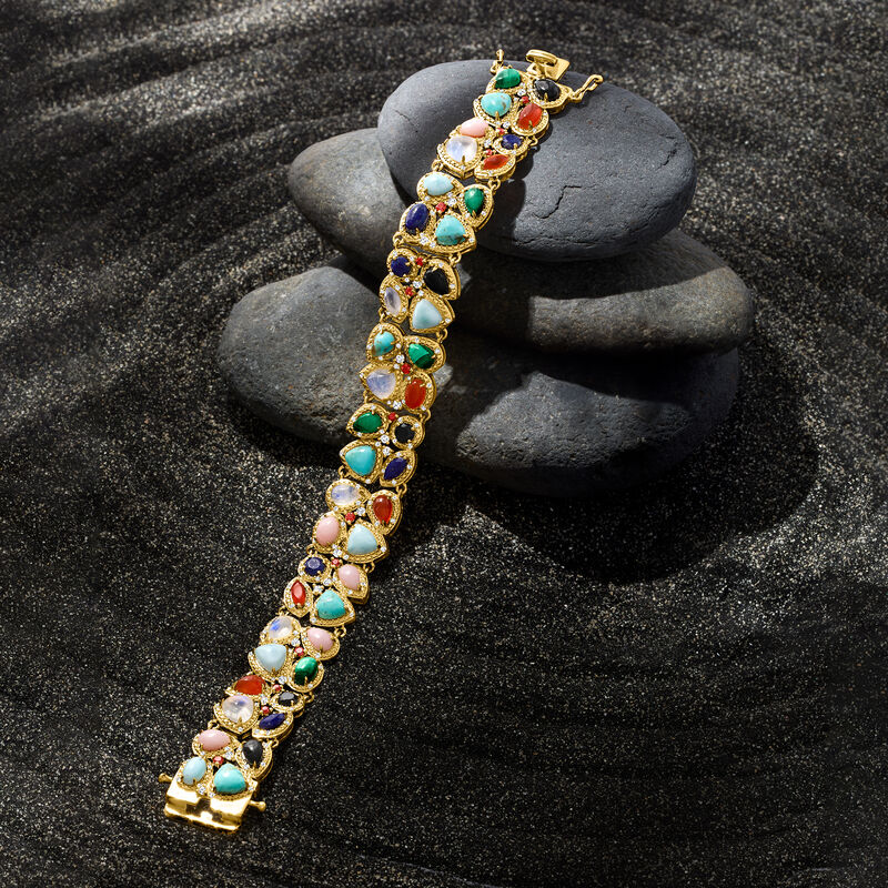 19.60 ct. t.w. Multi-Gemstone Bracelet in 18kt Gold Over Sterling image number 2