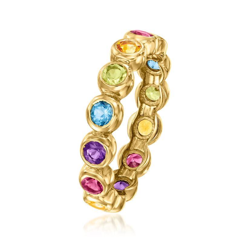 1.10 ct. t.w. Multi-Gemstone Eternity Band in 18kt Gold Over Sterling image number 2