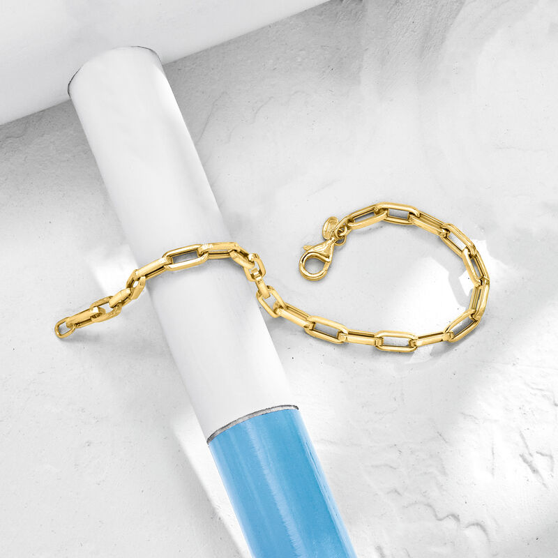 Italian 14kt Yellow Gold Paper Clip Link Bracelet image number 3