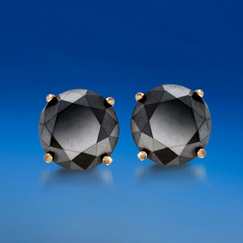 2.00 ct. t.w. Black Diamond Stud Earrings in 14kt Yellow Gold  image number 3