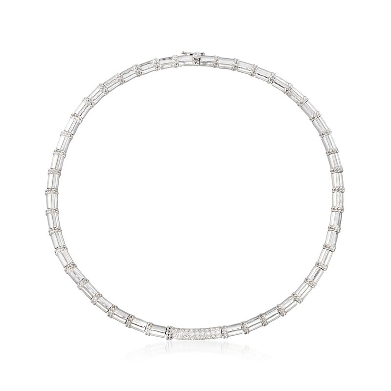 C. 1990 Vintage Cassis .75 ct. t.w. Diamond Collar Necklace in 18kt White Gold. 15&quot;   image number 1