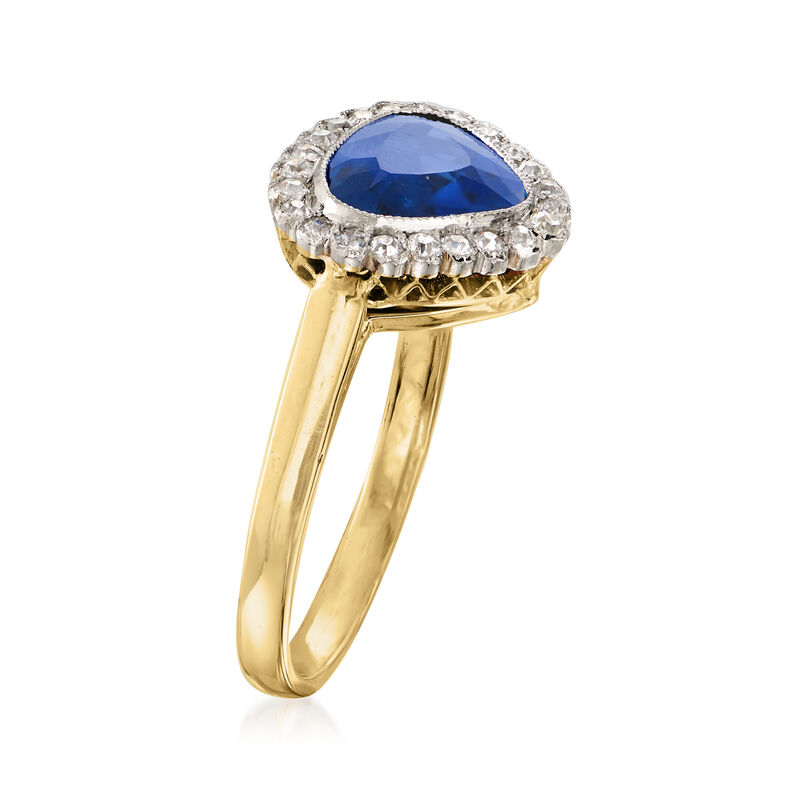 C. 1980 Vintage 1.45 Carat Sapphire and .20 ct. t.w. Diamond Ring in 14kt Yellow Gold. Size 5.5 image number 2