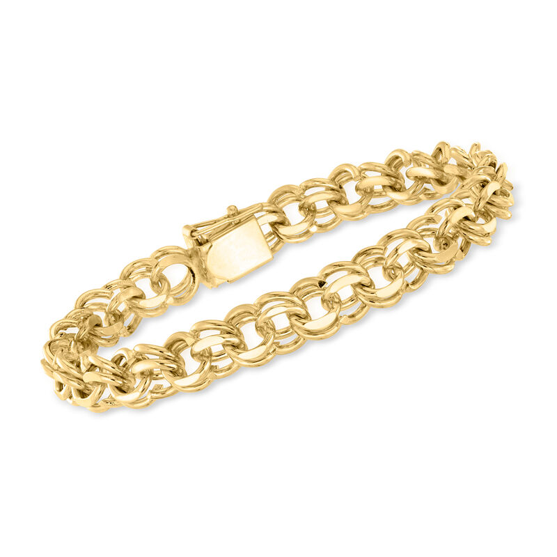 C. 1980 Vintage 14kt Yellow Gold Double-Cable Link Bracelet image number 0