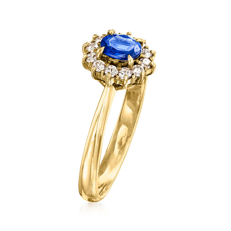 C. 1990 Vintage .36 Carat Sapphire Ring with .20 ct. t.w. Diamonds in 18kt Yellow Gold image number 2