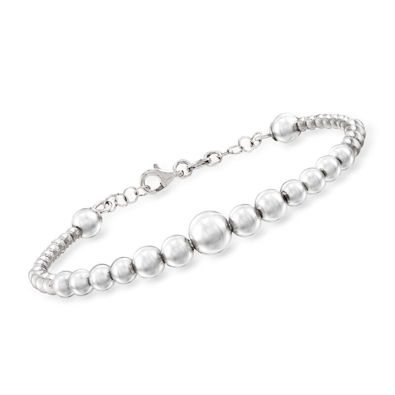 Italian Sterling Silver Graduated Bead Cuff Bracelet image number 0