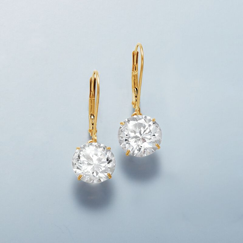 6.00 ct. t.w. CZ Drop Earrings in 14kt Yellow Gold image number 2