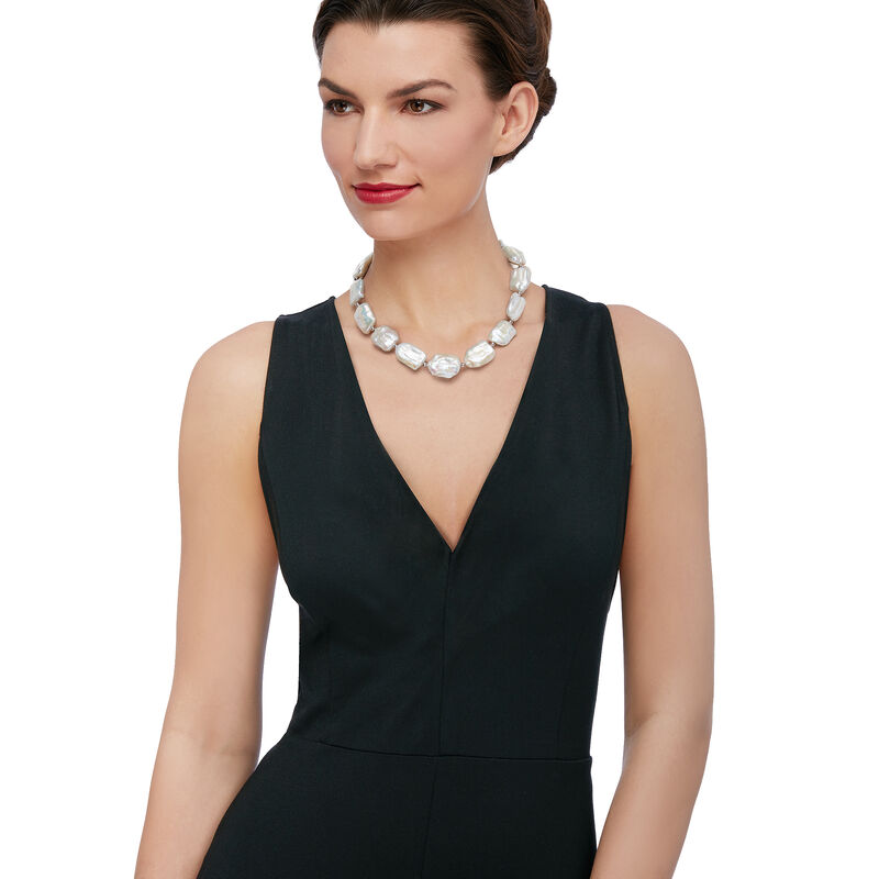17-20mm Cultured Pearl Necklace in Sterling Silver. 20&quot; image number 1