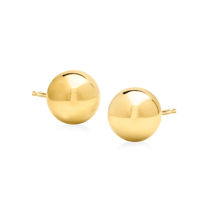 10mm 14kt Yellow Gold Ball Stud Earrings image number 0