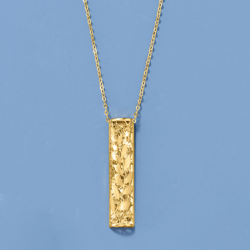 Italian 14kt Yellow Gold Vine Bar Necklace. 18&quot; image number 2