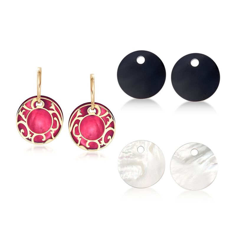Mattioli &quot;Siriana&quot; 18kt Yellow Gold Earrings with Four Interchangeable Drops: 18kt Gold and Multi-Stone. 1 1/4&quot; image number 0
