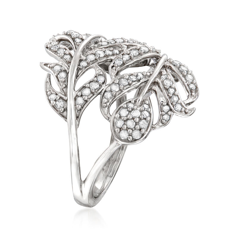 .50 ct. t.w. Diamond Feather Bypass Ring in Sterling Silver image number 2