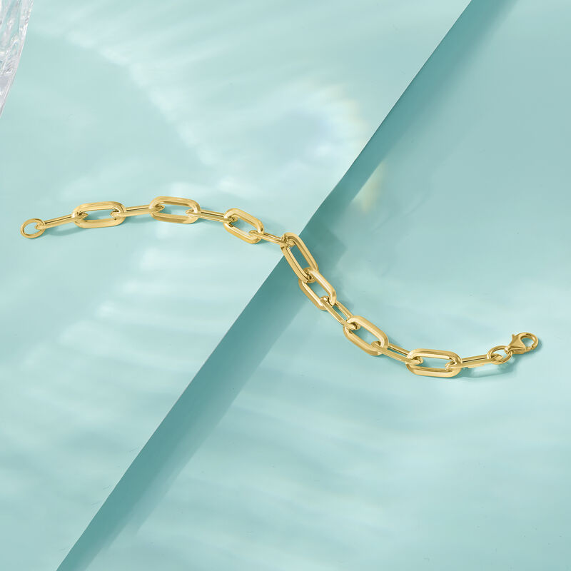 Italian 18kt Yellow Gold Paper Clip Link Bracelet image number 2