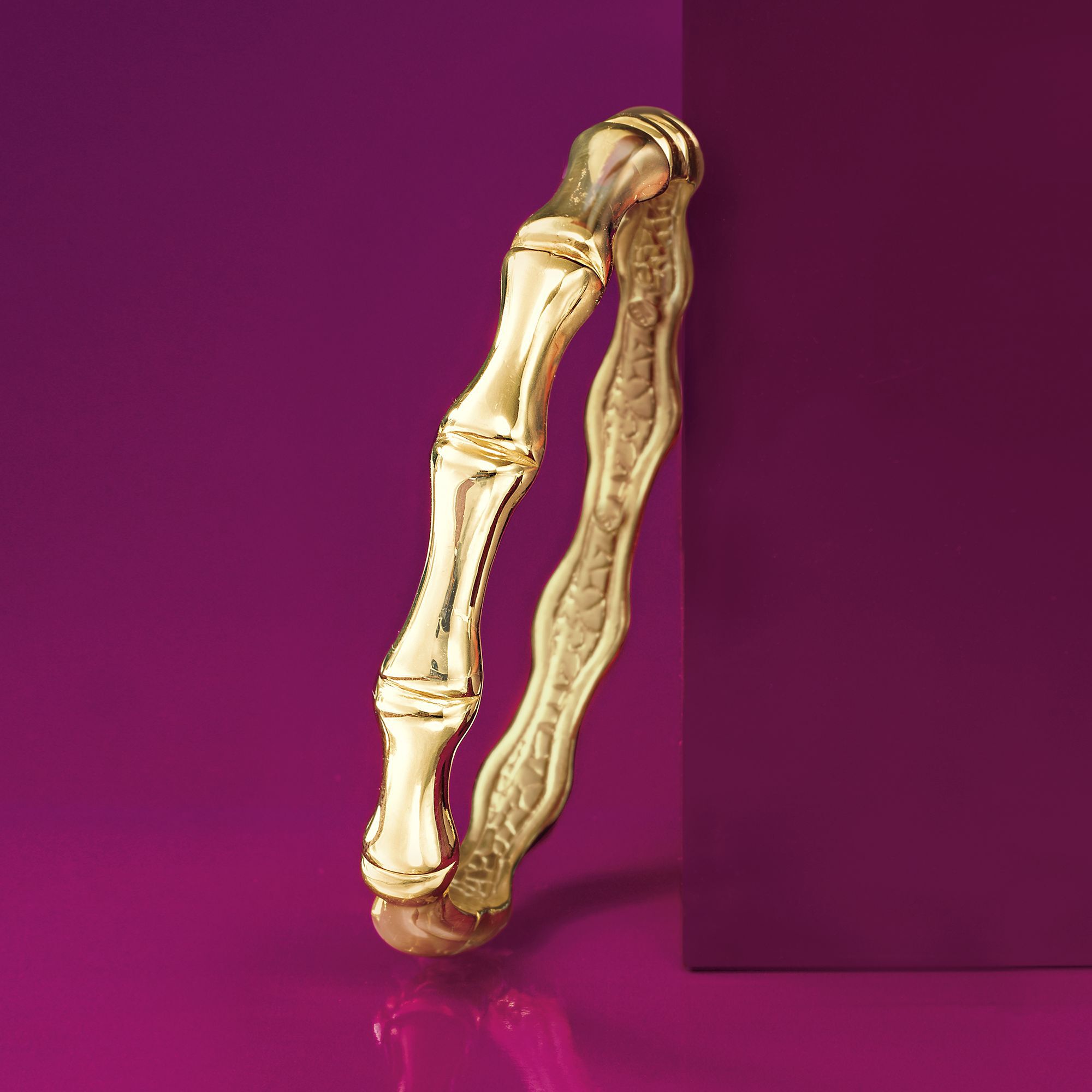 その他 GAL BANGLE Italian 18kt Yellow Gold Over Sterling Silver Bamboo-Style