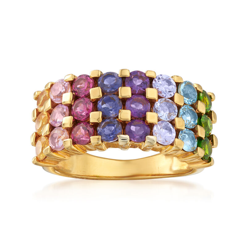 2.20 ct. t.w. Multi-Gem Triple-Row Ring in 18kt Gold Over Sterling image number 0