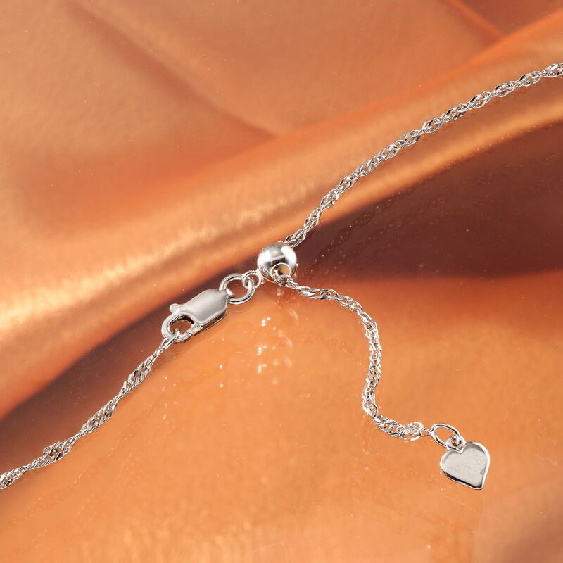 Italian 1.5mm Sterling Silver Adjustable Singapore-Chain Necklace image number 3