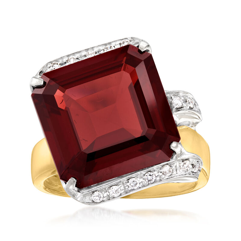 C. 2000 Vintage 13.50 Carat Garnet Ring with .15 ct. t.w. Diamonds in 18kt Two-Tone Gold image number 0