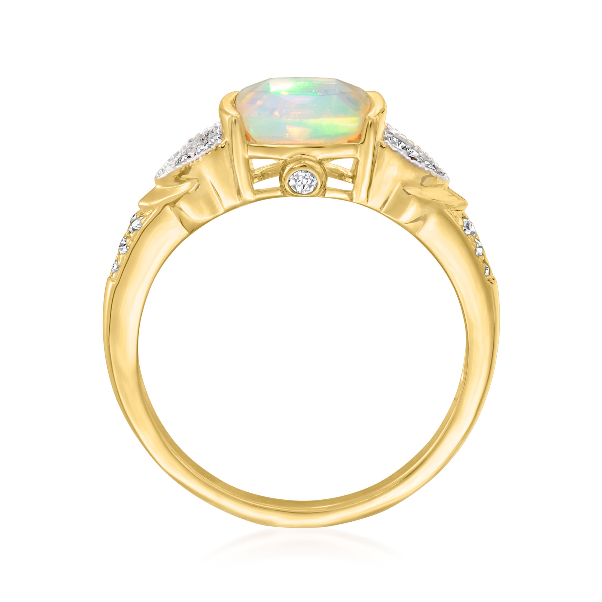 Opal Ring with .40 ct. t.w. White Zircon in 18kt Gold Over