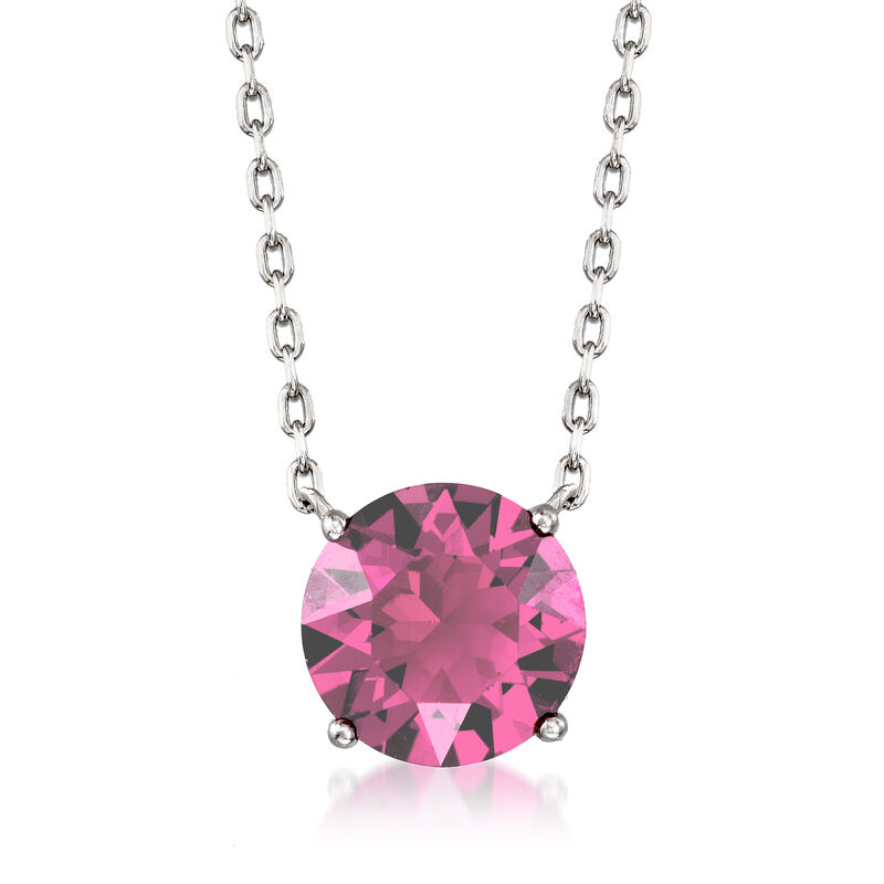 Jewelry Set: Pink Swarovski Crystal Necklace and Earrings in Sterling Silver image number 3