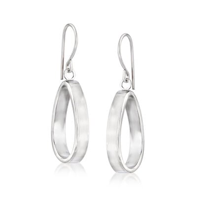 14kt White Gold Teardrop Hoop Earrings