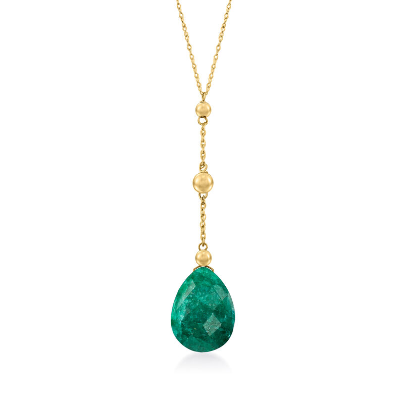 10.00 Carat Emerald Y-Necklace in 14kt Yellow Gold image number 0