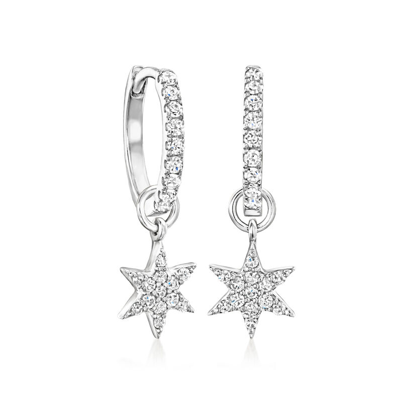.15 ct. t.w. Diamond Charm-Compatible Huggie Hoop Earrings in Sterling Silver. 3/8&quot; image number 2
