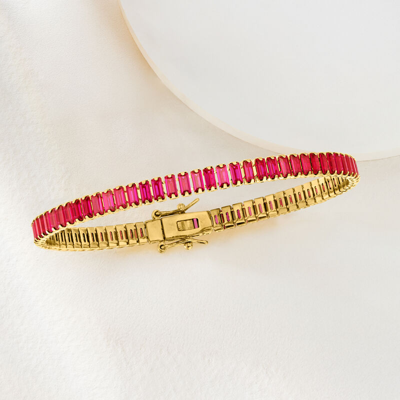 10.00 Lab-Grown Ruby Tennis Bracelet in 18kt Gold Over Sterling image number 2