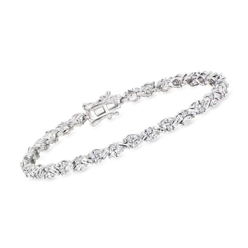 5.20 ct. t.w. Multi-Shaped CZ Bracelet in Sterling Silver. 7&quot; image number 0