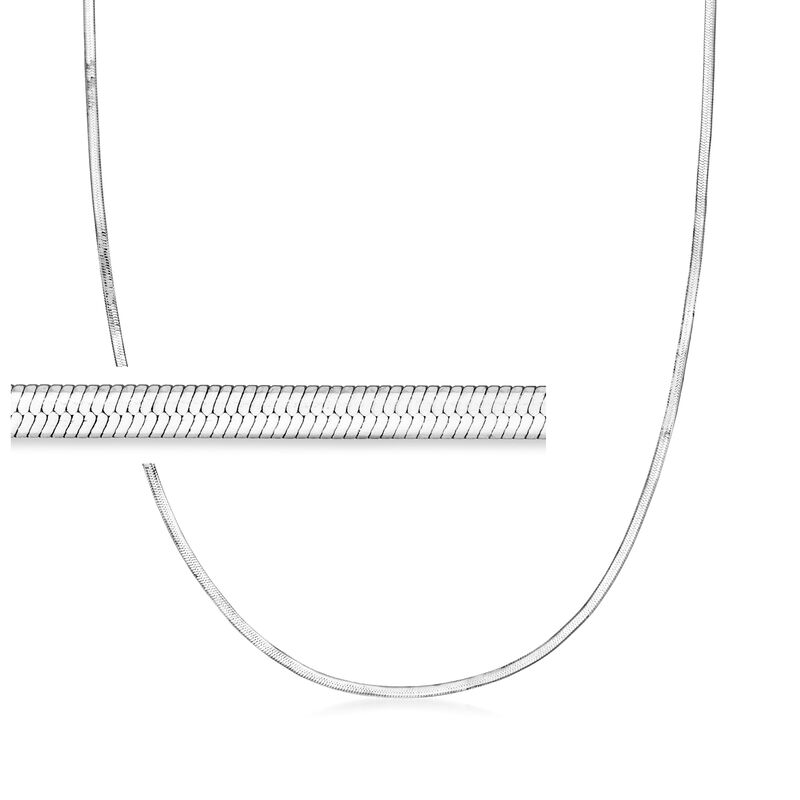 Italian 2mm Sterling Silver Herringbone Necklace image number 0