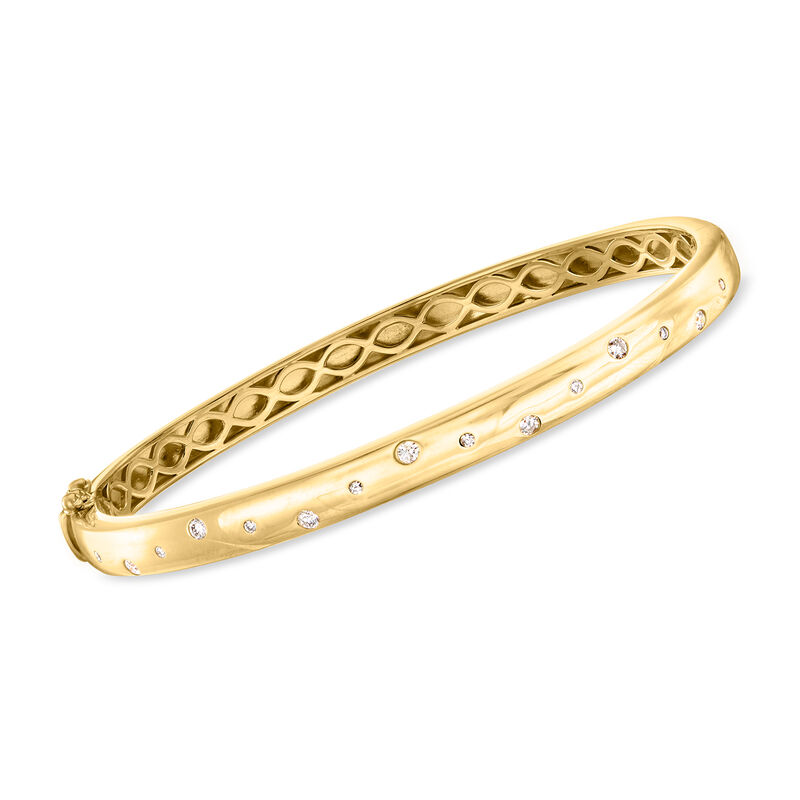 .25 ct. t.w. Diamond Dotted Zigzag Bangle Bracelet in 18kt Gold Over Sterling image number 0