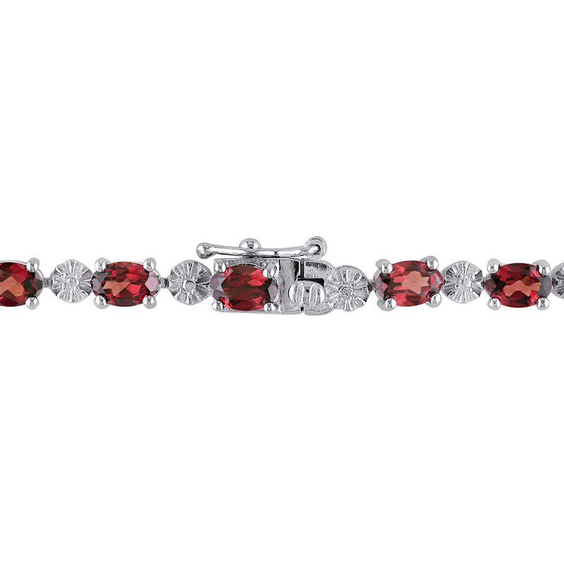 9.75 ct. t.w. Garnet Tennis Bracelet with Diamonds in Sterling Silver. 7.25&quot; image number 1