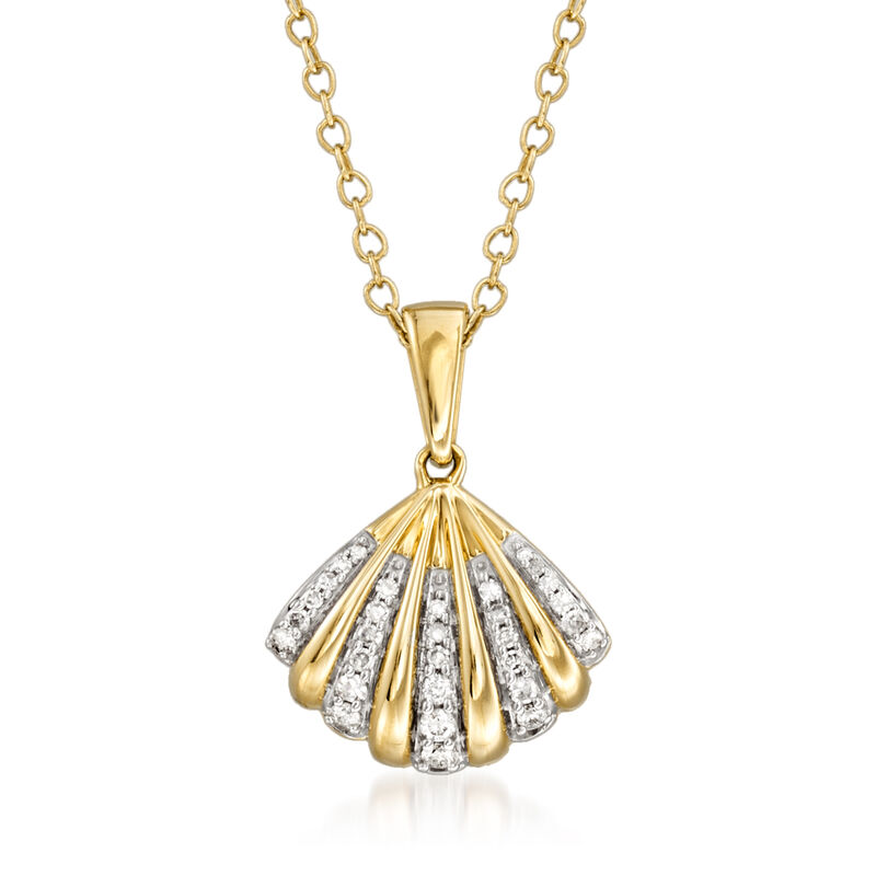 .12 ct. t.w. Diamond Shell Pendant Necklace in 14kt Yellow Gold image number 0