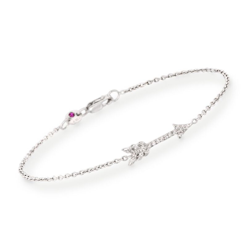 Roberto Coin Arrow Bracelet with Diamond Accents in 18kt White Gold. 7&quot; image number 0