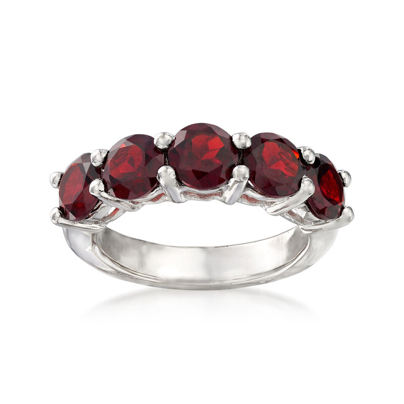 3.50 ct. t.w. Garnet Five-Stone Ring in Sterling Silver image number 0