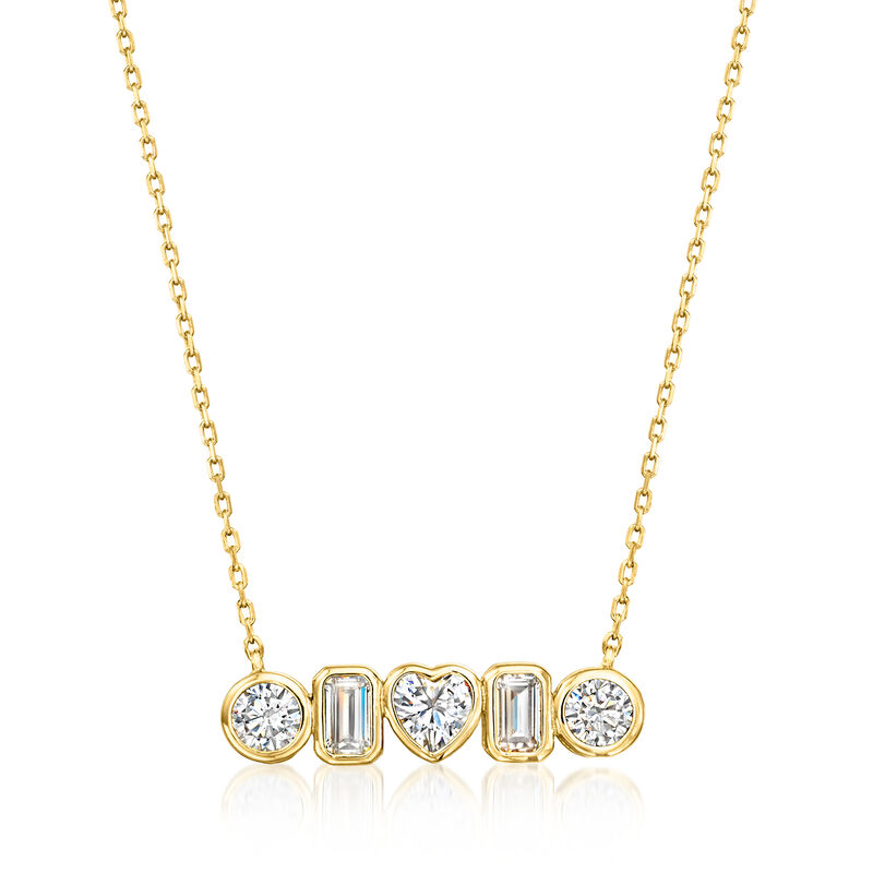 1.80 ct. t.w. Multi-Shaped CZ Necklace in 18kt Gold Over Sterling. 16&quot; image number 1