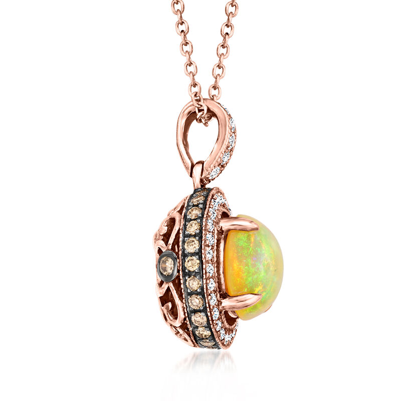 Le Vian Neopolitan Opal Pendant Necklace with .40 ct. t.w. Chocolate and Vanilla Diamonds in 14kt Strawberry Gold. 18" image number 2