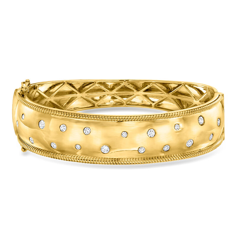 .75 ct. t.w. Scattered Lab-Grown Diamond Bangle Bracelet in 18kt Gold Over Sterling. 7" image number 0