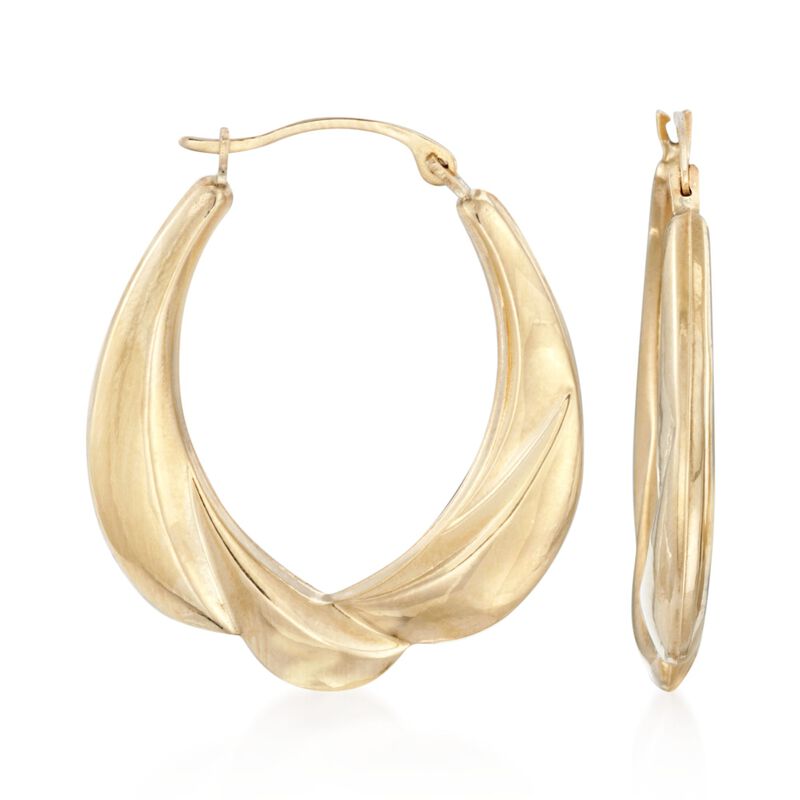 14kt Yellow Gold Scalloped Hoop Earrings image number 0