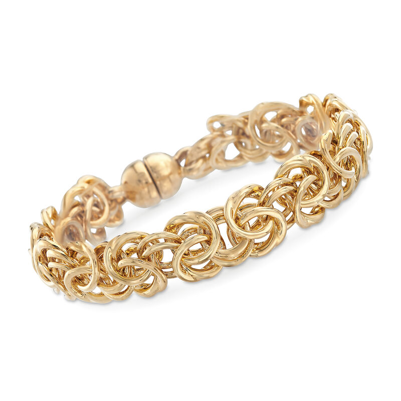 Italian Andiamo 14kt Yellow Gold Byzantine Bracelet with Magnetic Clasp image number 0