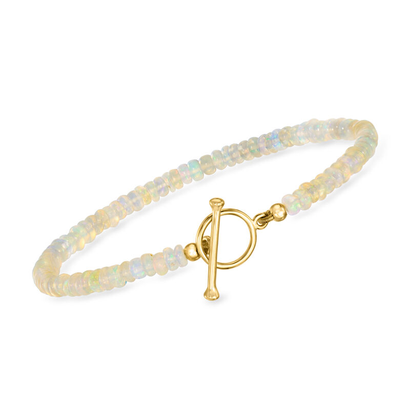 3.5-4mm Opal Bead Charm-Compatible Toggle Bracelet in 18kt Gold Over Sterling image number 0