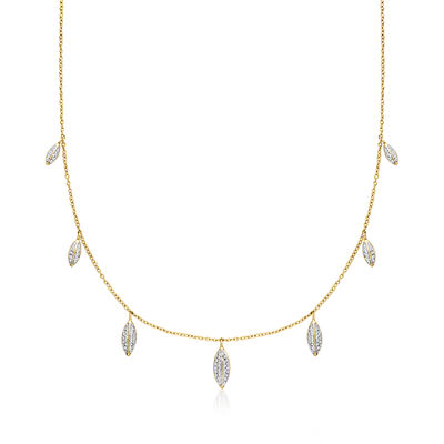 .50 ct. t.w. Diamond Oval Drop Station Necklace in 18kt Gold Over Sterling