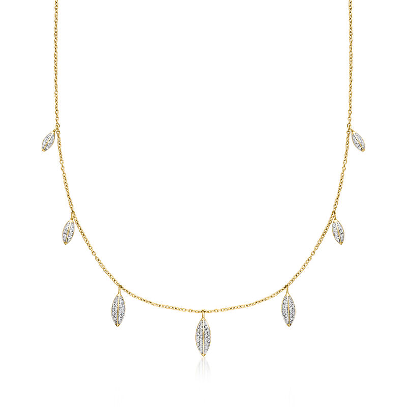 .50 ct. t.w. Diamond Oval Drop Station Necklace in 18kt Gold Over Sterling. 18" image number 1