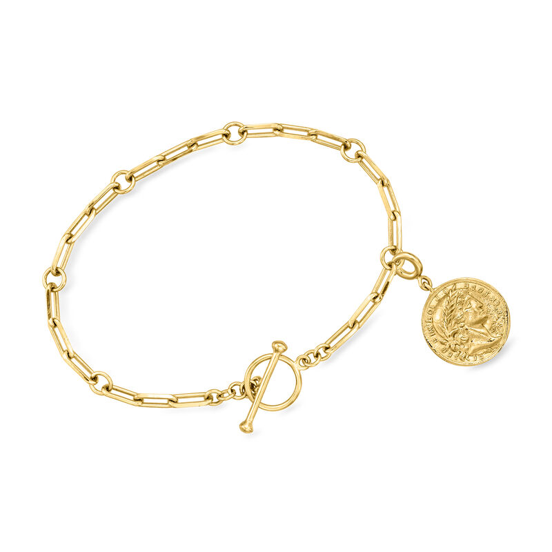 18kt Gold Over Sterling Replica Vintage-Style Coin Charm  image number 3