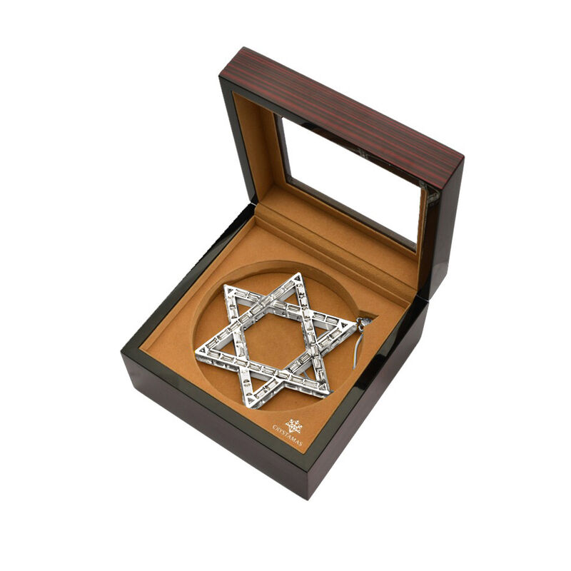 Crystamas Crystal White Rhodium-Plated Star of David Ornament image number 2