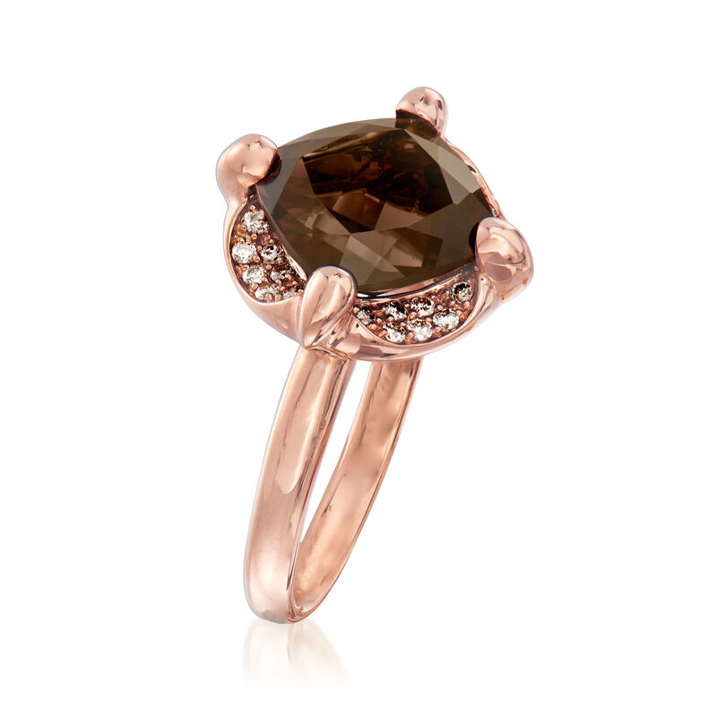 C. 1990 Vintage Mimi Milano 4.18 Carat Smoky Quartz and .20 ct. t.w. Cognac Diamond Ring in 18kt Rose Gold. Size 7 image number 2