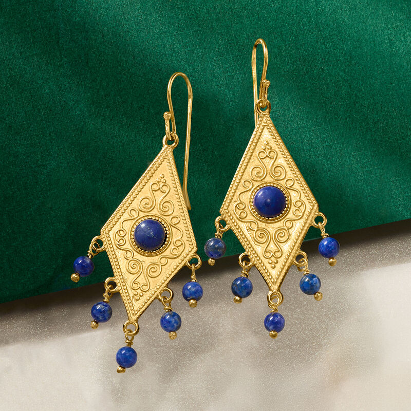 Lapis Drop Earrings in 18kt Gold Over Sterling image number 2