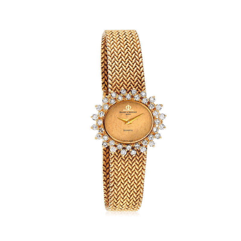 C. 1980 Vintage Baume & Mercier Women's 28mm 1.60 ct. t.w. Diamond Watch in 18kt Yellow Gold. Size 6.75 image number 0